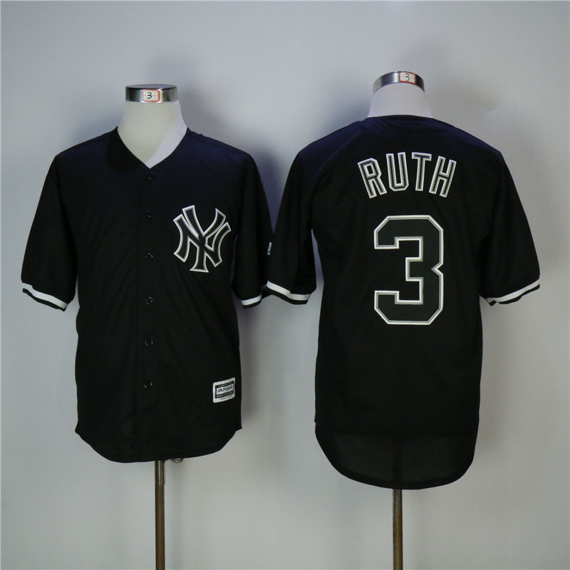 Men's New York Yankees #3 Babe Ruth Black Cool Base Stitched MLB Jersey
